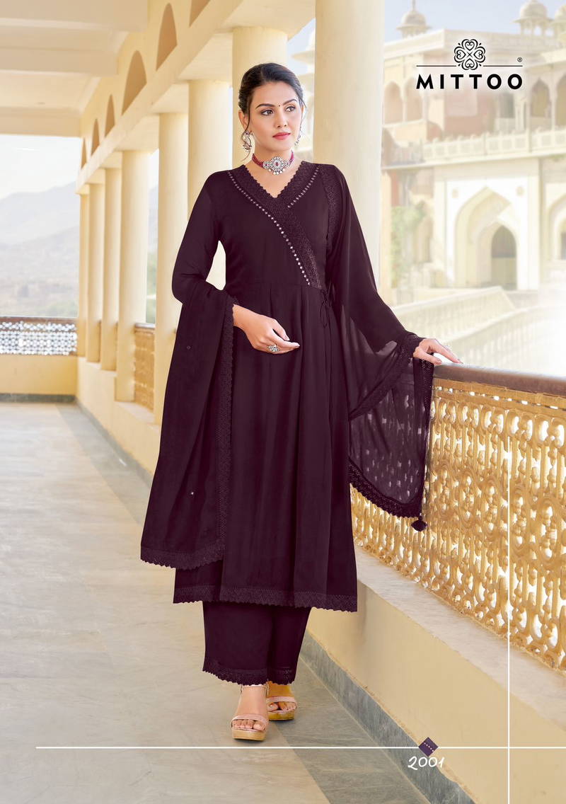 Sandalwood By Mittoo Long Anarkali Georgette Kurti With Bottom Dupatta Wholesale Price In Surat